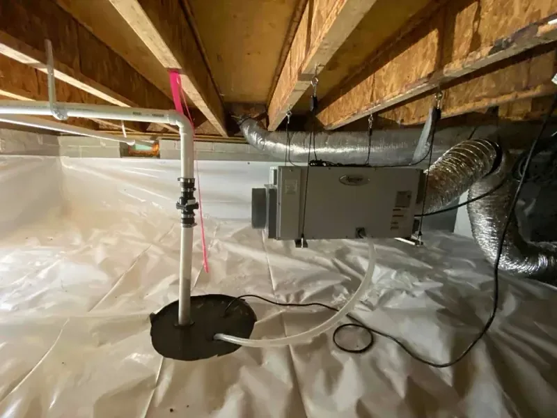 Open overhead framing with plastic containment and drying ductwork